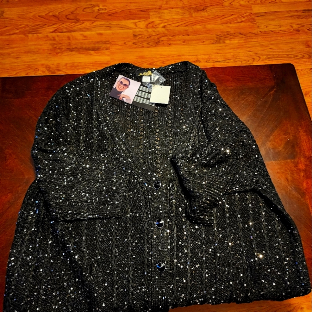 Joan Boyce Black Sweater w/Sequins